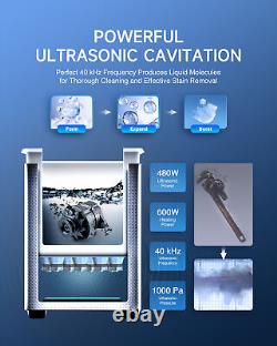 CREWORKS Nettoyeur Ultrasonique 22L en Acier Inoxydable pour l'Industrie avec Chauffage et Minuteur