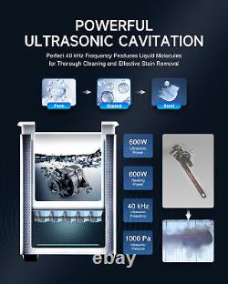 CREWORKS Nettoyeur Ultrasonique 30L avec Panneau de Contrôle Machine de Nettoyage Ultrasonique