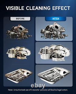 CREWORKS Nettoyeur Ultrasonique Industriel en Acier Titane de 15L avec Chauffage et Minuterie Numérique