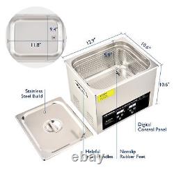 CREWORKS Nettoyeur ultrasonique avec minuterie numérique et chauffage Réservoir en acier inoxydable de 10L