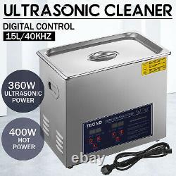 Commercial 15l Liter Ultrasonic Cleaner Industry Heated Heater Jewelry Glass