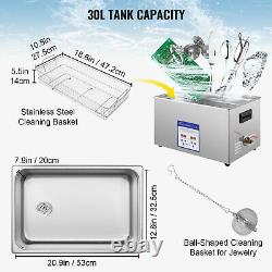 Nettoyeur À Ultrasons Vevor 30l Industrie De L'acier Inoxydable Temps Numérique Nettoyeur À Chaleur