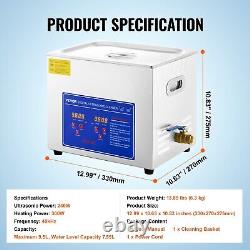 Nettoyeur Ultrasonique VEVOR avec Minuterie Machine de Chauffage Nettoyeur Sonique Numérique SUS304