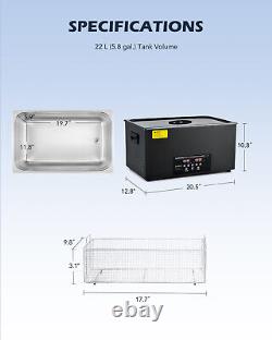 Nettoyeur de bijoux ultrasonique CREWORKS 22L en acier titane de 1,2 kW avec minuterie et chauffage