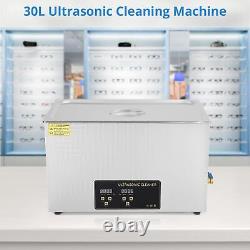 Nettoyeur ultrasonique 30L Machine de nettoyage pour bijoux et verres avec minuterie numérique 110V