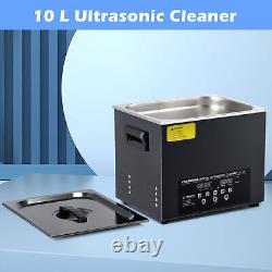 Nettoyeur ultrasonique CREWORKS 10L en acier titane noir avec chauffage 600W et minuterie numérique