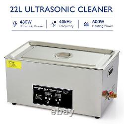 Nettoyeur ultrasonique CREWORKS 22L en acier inoxydable avec affichage LED, minuterie et chauffage