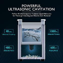 Nettoyeur ultrasonique CREWORKS 22L en acier inoxydable avec affichage LED, minuterie et chauffage