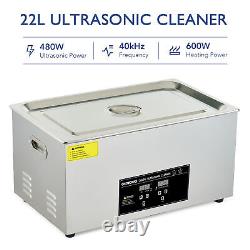 Nettoyeur ultrasonique CREWORKS 22L en acier inoxydable pour l'industrie avec chauffage et minuterie