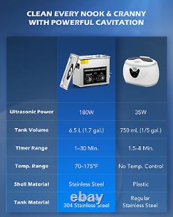 Nettoyeur ultrasonique CREWORKS avec chauffage et minuterie, 180W 6.5L Ultras professionnel