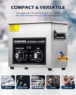 Nettoyeur ultrasonique CREWORKS avec chauffage et minuterie, 180W 6.5L ultra professionnel