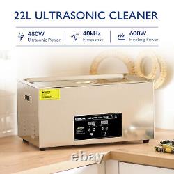 Nettoyeur ultrasonique CREWORKS avec réservoir en acier inoxydable de 22L, chauffage et minuterie numérique