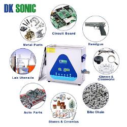 Nettoyeur ultrasonique DK SONIC avec minuterie numérique et panier pour prothèses, pièces de monnaie, sm.