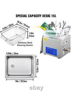 Nettoyeur ultrasonique VEVOR 15L avec minuterie numérique et chauffage - Nettoyeur ultrasonique professionnel