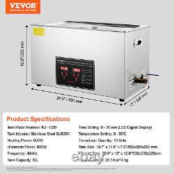 Nettoyeur ultrasonique VEVOR de 30L avec minuterie Machine de chauffage Nettoyeur sonique numérique