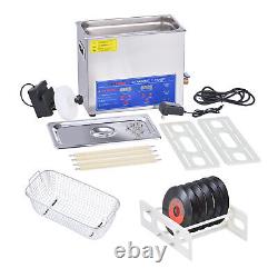 Nettoyeur ultrasonique avec chauffage et minuterie 6L Nettoyeur de disques vinyles avec support de séchage