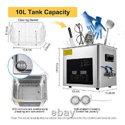 Nettoyeur ultrasonique de 10 L pour instruments de laboratoire dentaire avec chauffage et minuterie