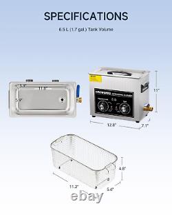 Nettoyeur ultrasonique de 6,5 L avec bouton, 1,7 gal 120W professionnel industriel