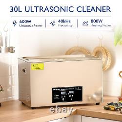 Nettoyeur ultrasonique industriel CREWORKS 30L chauffé avec minuterie pour bijoux, bagues et lunettes