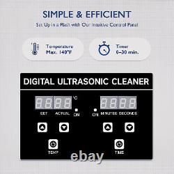 Nettoyeur ultrasonique numérique CREWORKS de 15 L pour bijoux, lunettes, automobile et pièces