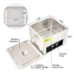 Nettoyeur ultrasonique portable 15L avec chauffage, minuterie et cuve en acier inoxydable 304