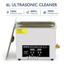 Nettoyeur ultrasonique portable de 6L avec chauffage et minuterie en acier inoxydable 304 et capacité de 1,5 gallon