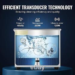 Nettoyeur ultrasonique professionnel de 3L de capacité, minuteur numérique et chauffage, en acier inoxydable