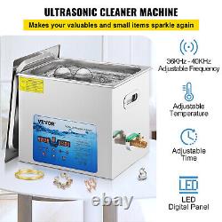 VEVOR 10L Nettoyeur Ultrasonique Machine de Nettoyage de Bijoux avec Minuterie Numérique et Chauffage