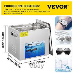 VEVOR 10L Nettoyeur Ultrasonique Machine de Nettoyage de Bijoux avec Minuterie Numérique et Chauffage