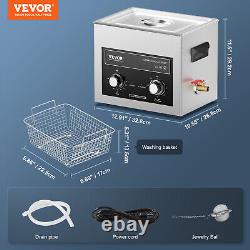 VEVOR Nettoyeur Ultrasonique 10L avec Chauffage, Minuteur et Panier, Machine Sonique Numérique