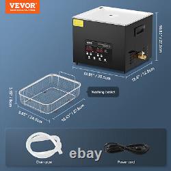 VEVOR Nettoyeur Ultrasonique 15L Machine de Nettoyage avec Minuteur, Chauffage et Panier 360W