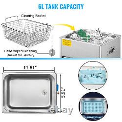 Vevor 6l Ultrasonic Cleaner Cleaning Equipment Industry Heated With Timer Heater